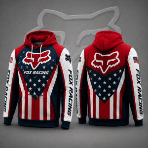 Fox Racing Hoodie – Patriotic American Flag Motocross Pullover X87