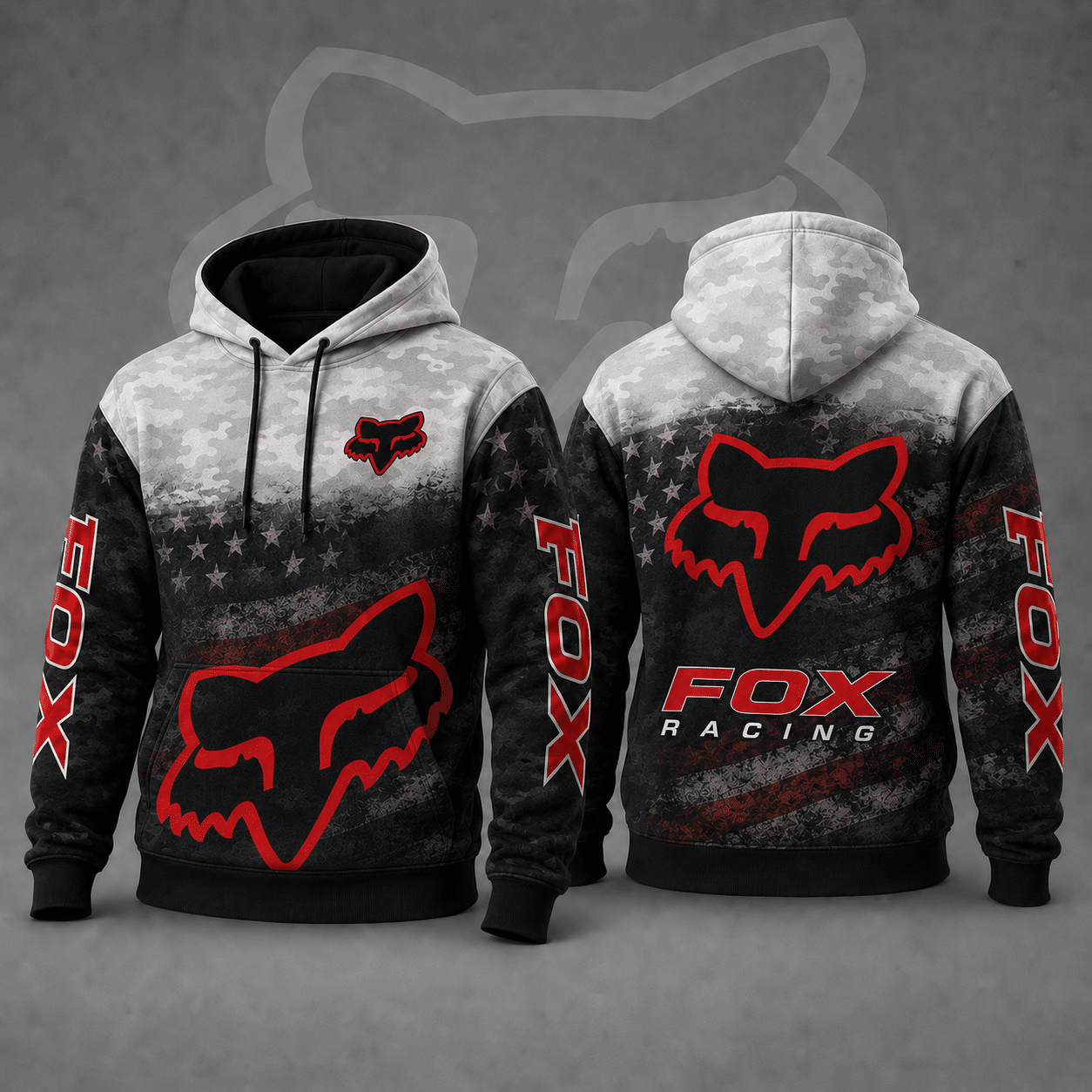 Fox Racing Hoodie – Patriotic American Flag Motocross Pullover X92