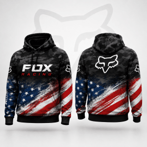 Fox Racing Hoodie – Patriotic American Flag Motocross Pullover X94