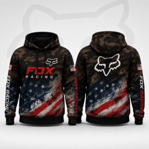 Fox Racing Hoodie – Patriotic American Flag Motocross Pullover X97
