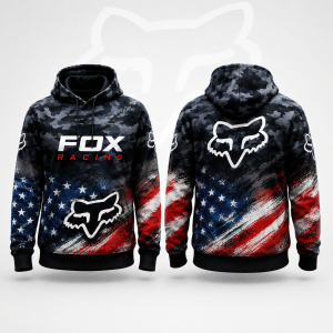 Fox Racing Hoodie – Patriotic American Flag Motocross Pullover X98