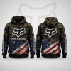 Fox Racing Hoodie – Patriotic American Flag Motocross Pullover X99