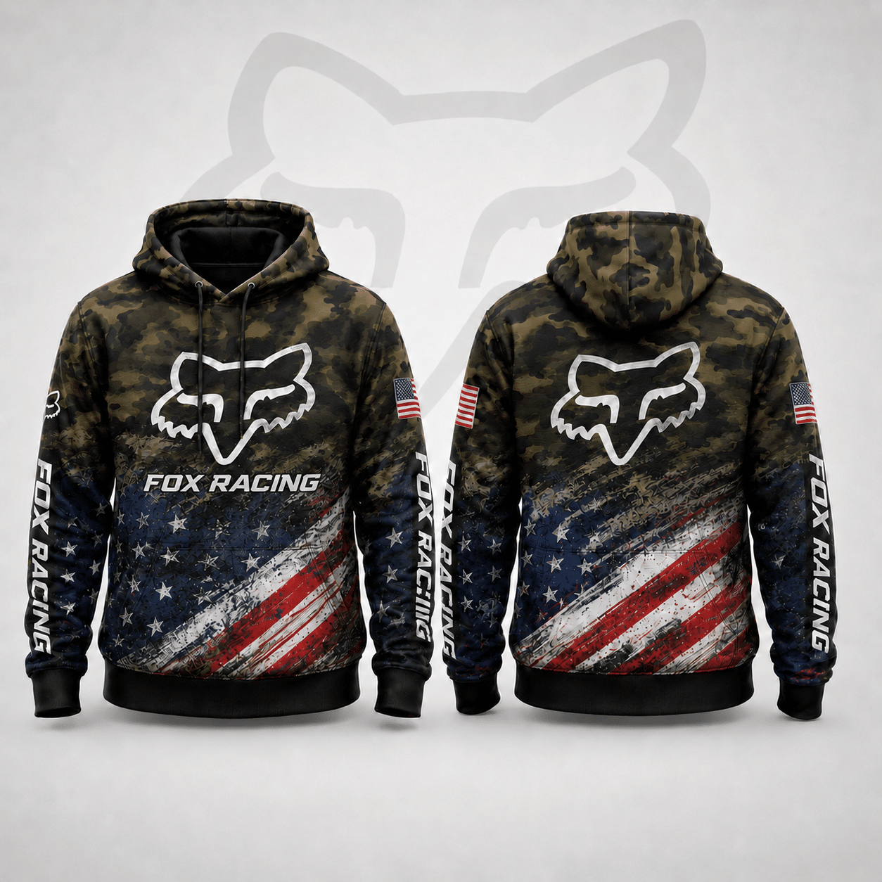 Fox Racing Hoodie – Patriotic American Flag Motocross Pullover X99