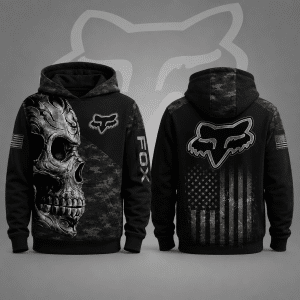 Fox Racing Hoodie – Skull American Flag Motocross Pullover X89
