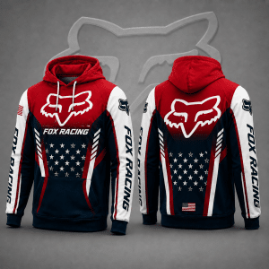 Fox Racing Hoodie – Patriotic American Flag Motocross Pullover X83