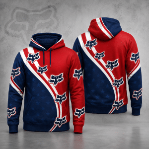 Fox Racing Hoodie – Patriotic American Flag Motocross Pullover X107